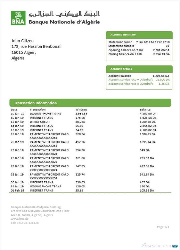 Premium Herunterladen Algerien Banque Nationale D’Algérie (BNA) Bank Kontoauszug Photoshop Vorlage
