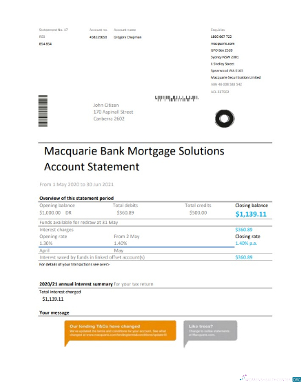 Editierbare Herunterladen Australien Macquire Bank Kontoauszug Excel Photoshop Vorlage