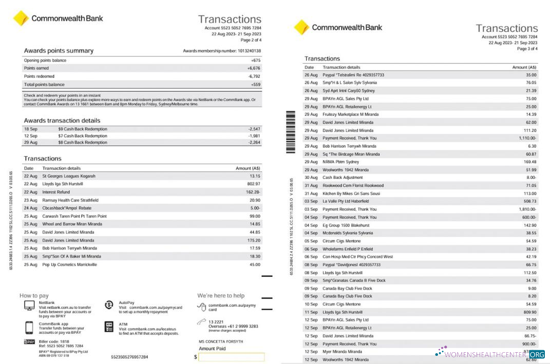 Herunterladen Australien NSW Commonwealth Bank Diamant Awards Kredit Karte Kontoauszug 4 Seiten Word vorschau