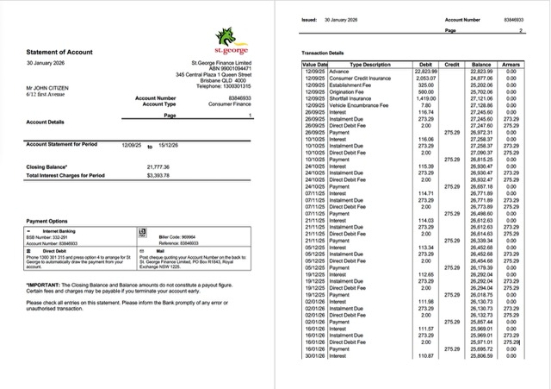 Herunterladen Australien St.George Bank Kontoauszug Word vorschau