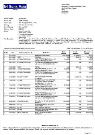 Herunterladen Bangladesch Bank Asia Konto Kontoauszug Word vorlage