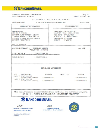 Herunterladen Brasilien Banco Do Brasil Bank Kontoauszug Word vorlage
