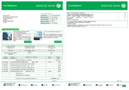 Herunterladen Brunei Baiduri Bank Karte Kontoauszug Word 2 Seiten vorschau