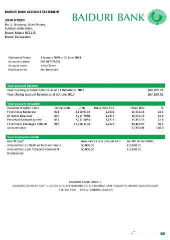 Herunterladen Brunei Baiduri Bank Kontoauszug Word vorschau