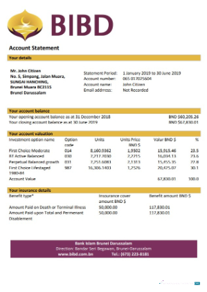 Herunterladen Brunei Bank Islam Brunei Darussalam Bank Kontoauszug Word vorschau
