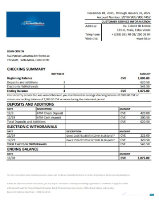 Premium Herunterladen Kap Verde Banco Inter Atlântico Bank Kontoauszug Excel Photoshop Vorlage