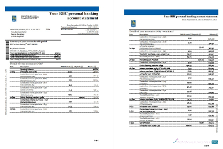 Hochwertige Herunterladen Kanada Royal Bank von Kanada (RBC) Bank Kontoauszug Excel 4 Seiten Photoshop Vorlage