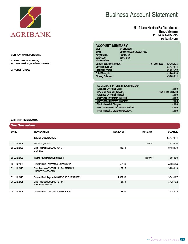 Premium Télécharger Agribank Société Relevé Word et PDF Modèle Photoshop Modèle