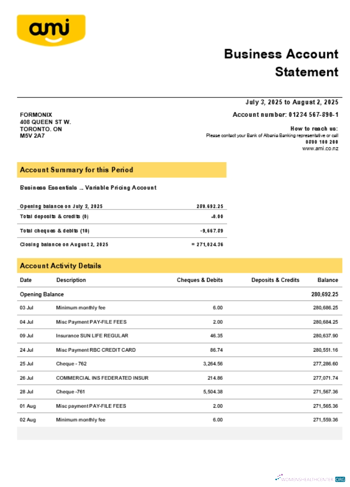 Réaliste Télécharger Ami Insurance Limitée Société Relevé Word et PDF Format (1) Photoshop Modèle