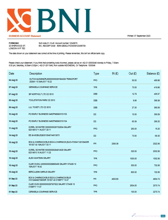Professionnel Télécharger BNI Banque Firm Relevé Word et PDF Modèle Photoshop Modèle