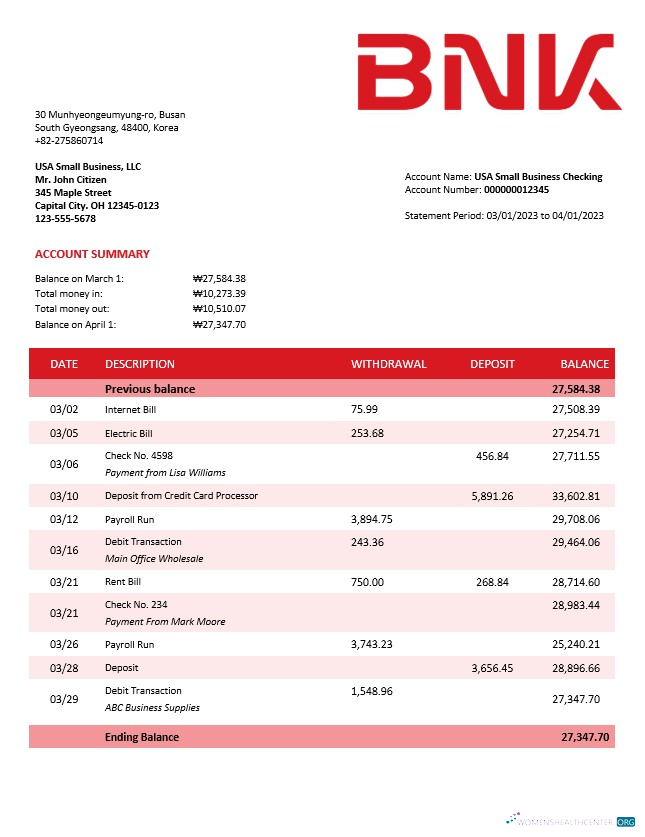 Réaliste Télécharger BNK Financial Group Enterprise Relevé Word et PDF Modèle Photoshop Modèle