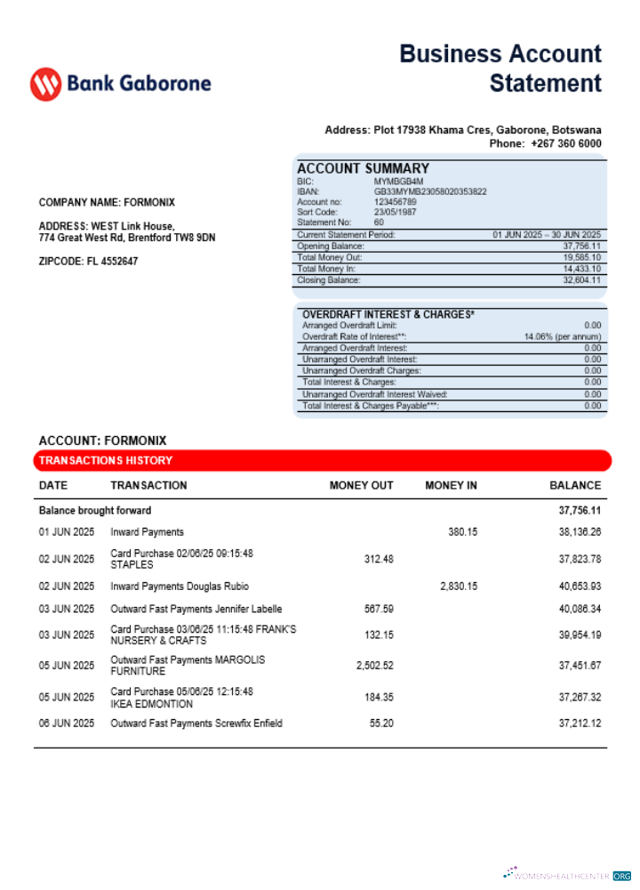 Professionnel Télécharger Banque Gaborone Entreprise Firm Relevé Word et PDF Format Photoshop Modèle