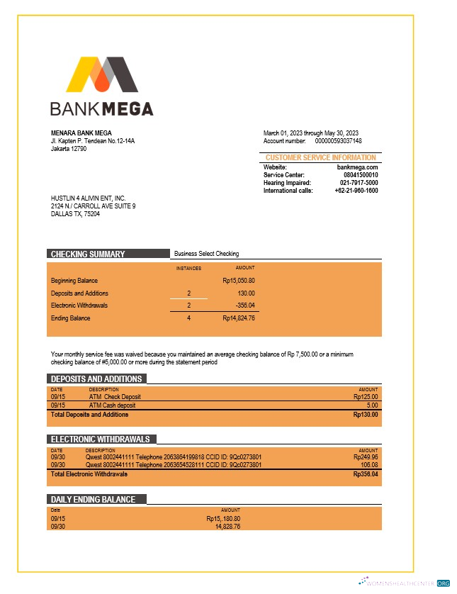 Qualité Télécharger Banque Mega Corporatif Compte Chèque Compte Relevé Word et PDF Modèle Photoshop Modèle