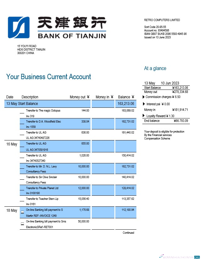 Premium Télécharger Banque de Tianjin Entreprise Relevé Word et PDF Modèle Photoshop Modèle