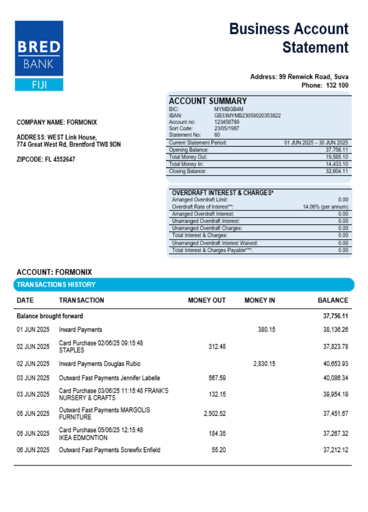 Réaliste Télécharger Bred Banque Firm Compte Relevé Word et PDF Format Photoshop Modèle