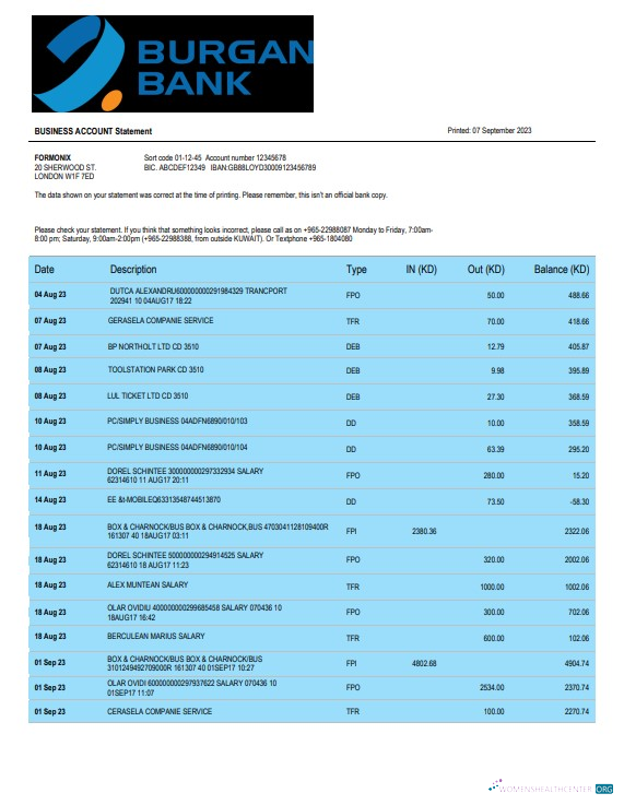 Réaliste Télécharger Burgan Banque Enterprise Compte Relevé Word et PDF Modèle Photoshop Modèle