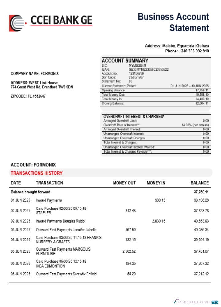 Qualité Télécharger CCEI Banque Entreprise Société Compte Relevé Word et PDF Format Photoshop Modèle