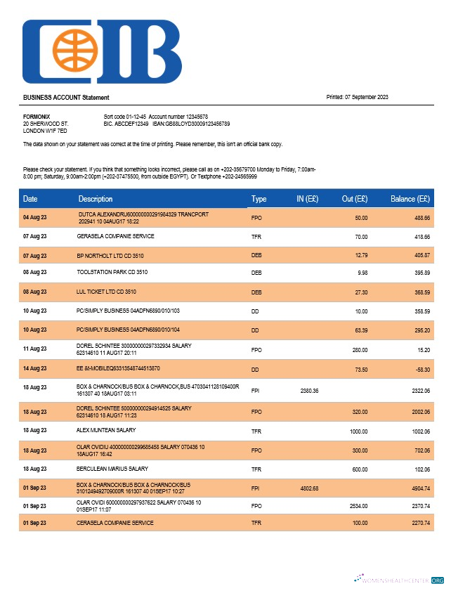 Modifiable Télécharger CIB Banque Enterprise Compte Relevé Word et PDF Modèle Photoshop Modèle