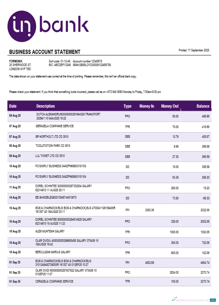 Réaliste Télécharger Inbank Entreprise Firm Compte Relevé Word Snd PDF Format Photoshop Modèle