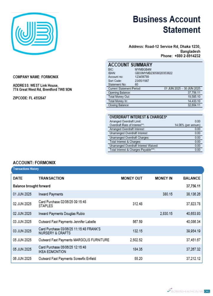 Qualité Télécharger Janata Banque Entreprise Banque Relevé Word et PDF Format Photoshop Modèle