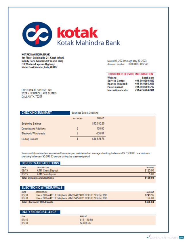 Professionnel Télécharger Kotak Mahindra Banque Enterprise Relevé Word et PDF Modèle Photoshop Modèle