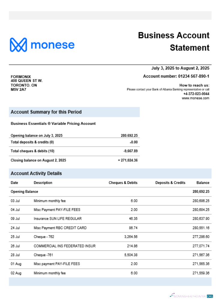 Qualité Télécharger Monese Banque Entreprise Banque Relevé Word et PDF Format Photoshop Modèle