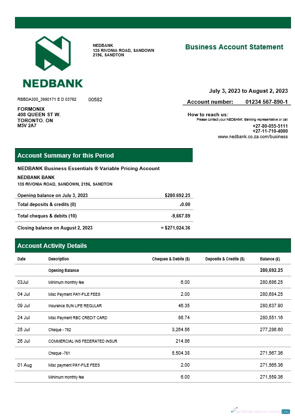 Premium Télécharger Nedbank Firm Relevé Word et PDF Modèle Photoshop Modèle