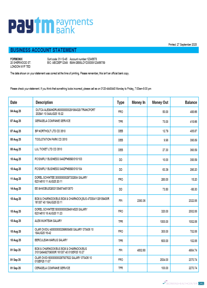 Professionnel Télécharger PayTM Payments Entreprise Société Compte Relevé Word et PDF Format Photoshop Modèle