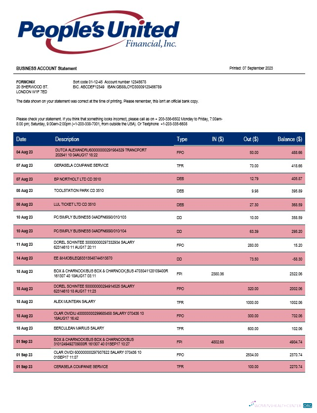 Qualité Télécharger People’s Uni Banque Entreprise Relevé Word et PDF Modèle Photoshop Modèle