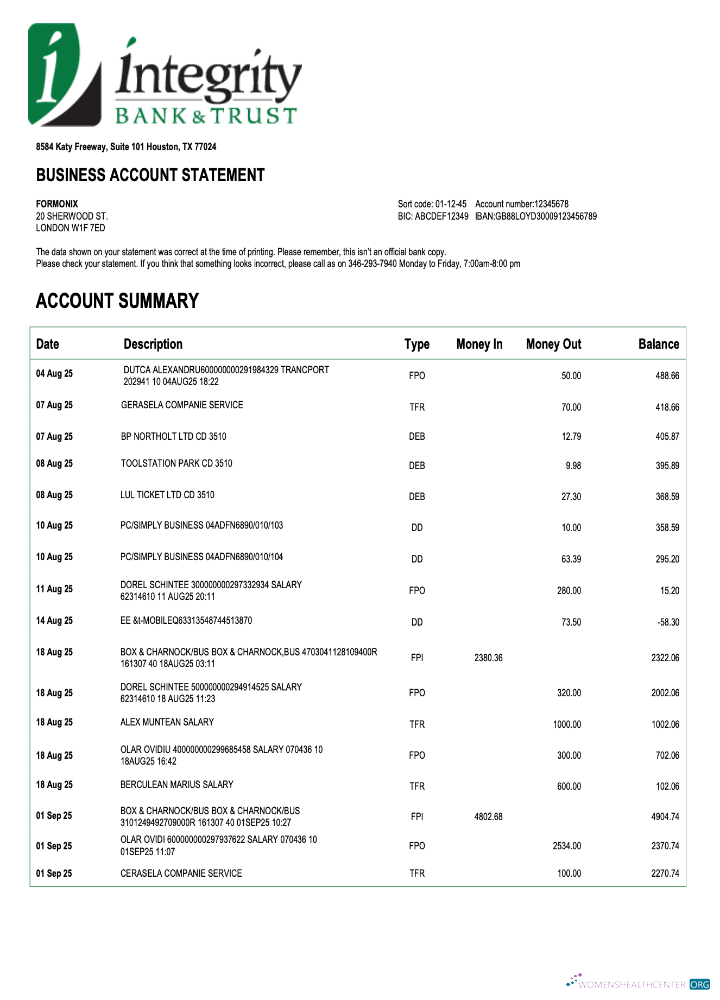 Réaliste Télécharger USA Integrity Firm Compte Relevé Word et PDF Modèle Photoshop Modèle