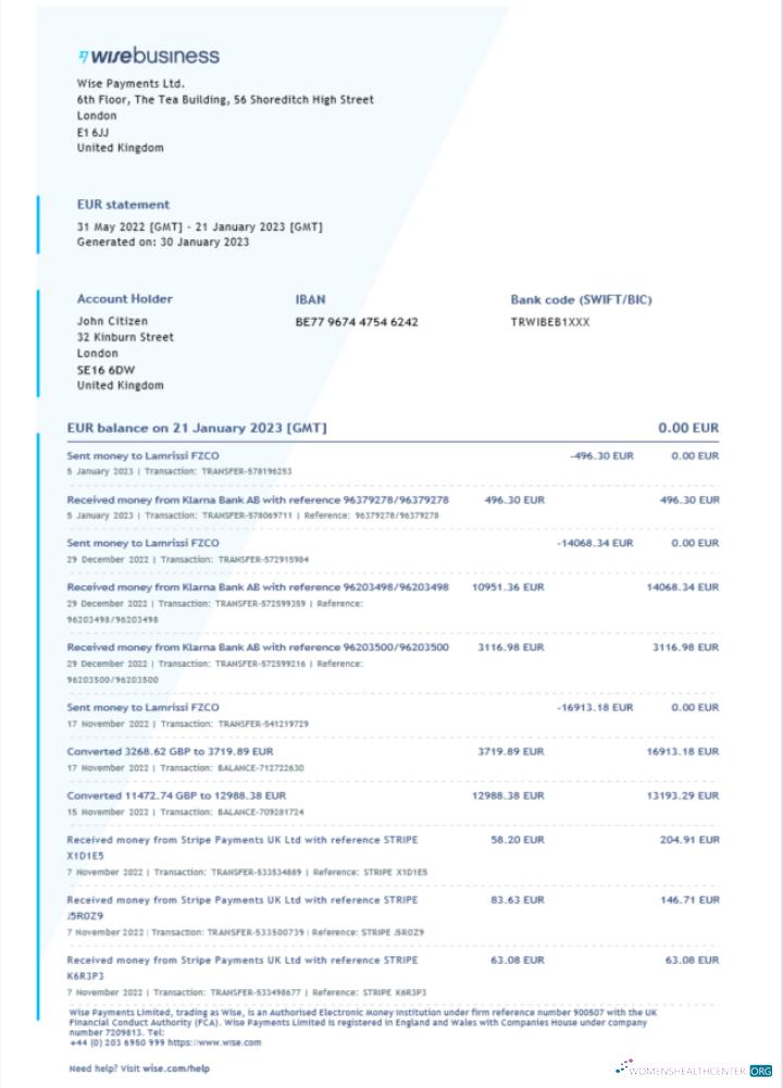 Qualité Télécharger Royaume-Uni Wise Entreprise Banque Relevé Word et PDF Modèle Photoshop Modèle