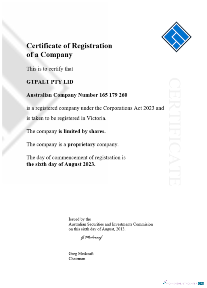 Professionelle Australien GTPALT Certificate von Unternehmen Registration Word und PDF Vorlage