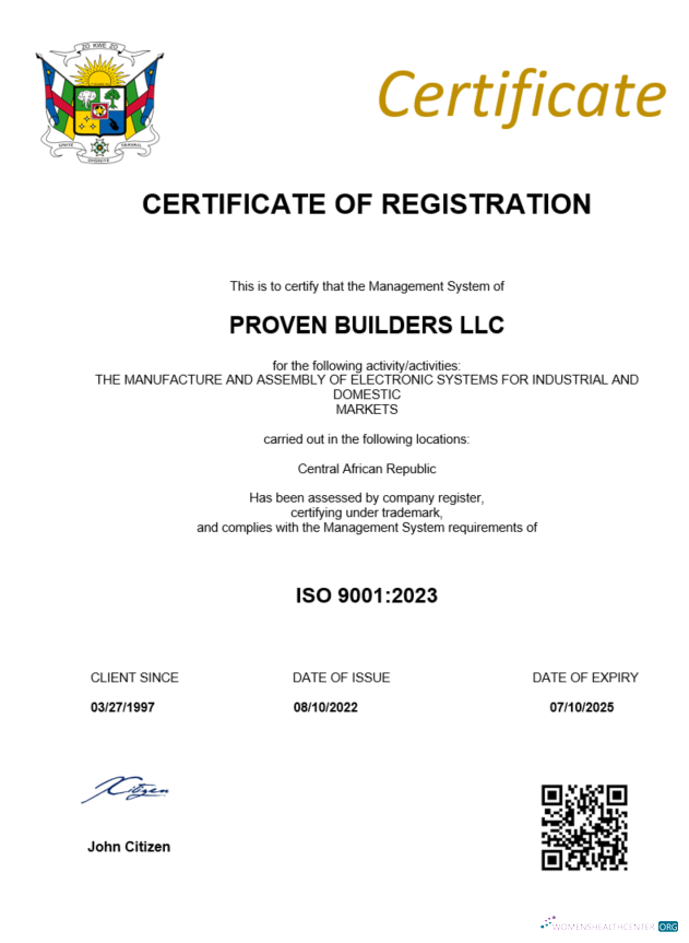 Professionelle Zentralafrikanische Republik Certificate von Registration Word und PDF Vorlage