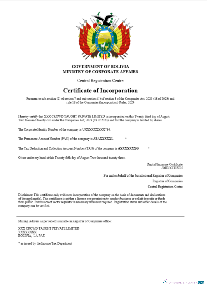 Realistische Herunterladen Bolivien Certificate von Registration Word und PDF Vorlage Photoshop Vorlage