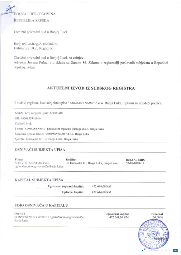 Realistische Herunterladen Bosnien und Hercegovina Certificate von Registration Photoshop Vorlage