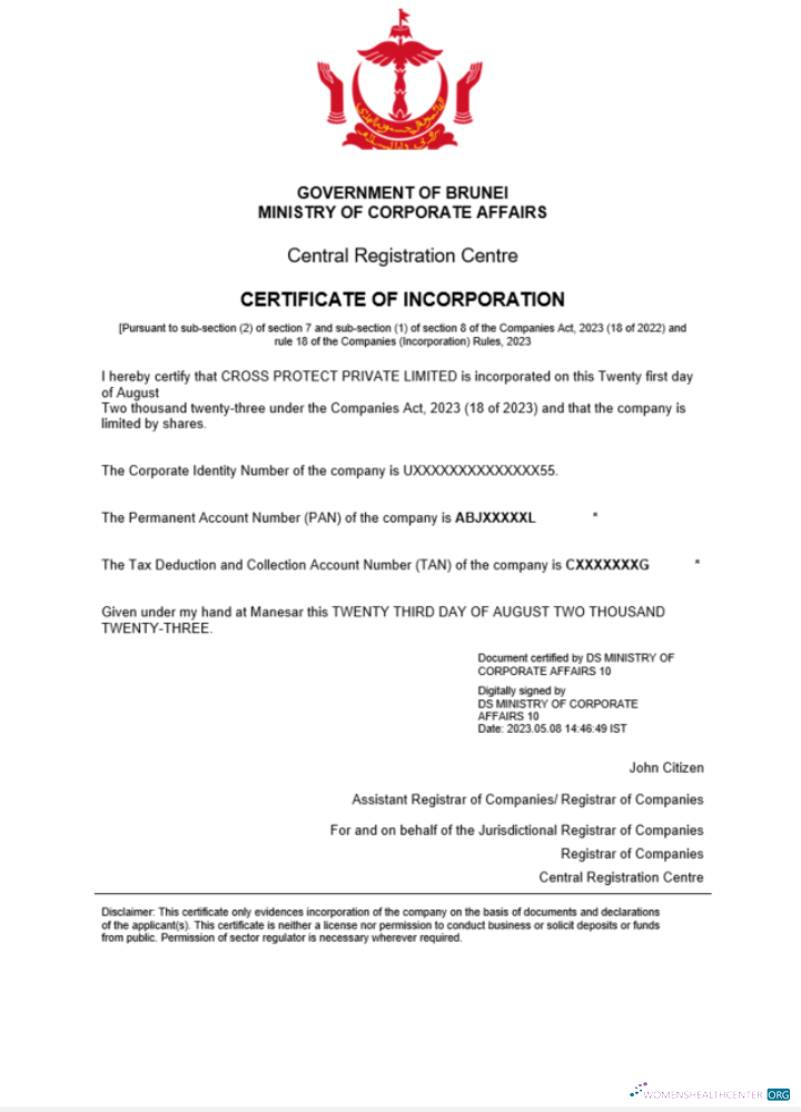 Editierbare Herunterladen Brunei Certificate von Registration Word und PDF Vorlage Photoshop Vorlage