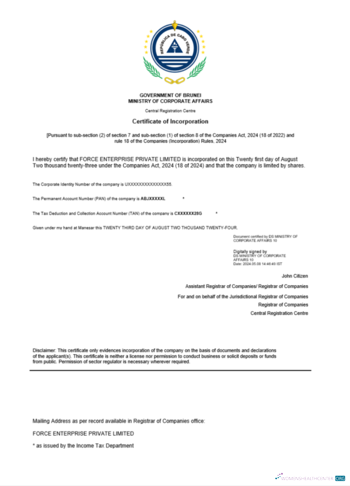 Hochwertige Herunterladen Kap Verde Certificate von Registration Word und PDF Vorlage Photoshop Vorlage