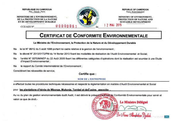 Hochwertige Herunterladen Kamerun Certificate von Registration Photoshop Vorlage