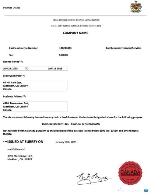 Editierbare Herunterladen Kanada Geschäftlich License Word und PDF Vorlage Photoshop Vorlage