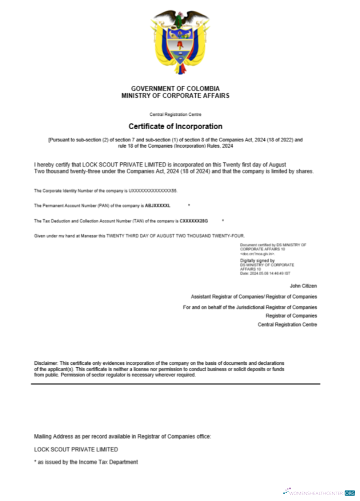 Premium Herunterladen Kolumbien Certificate von Registration Word und PDF Vorlage Photoshop Vorlage