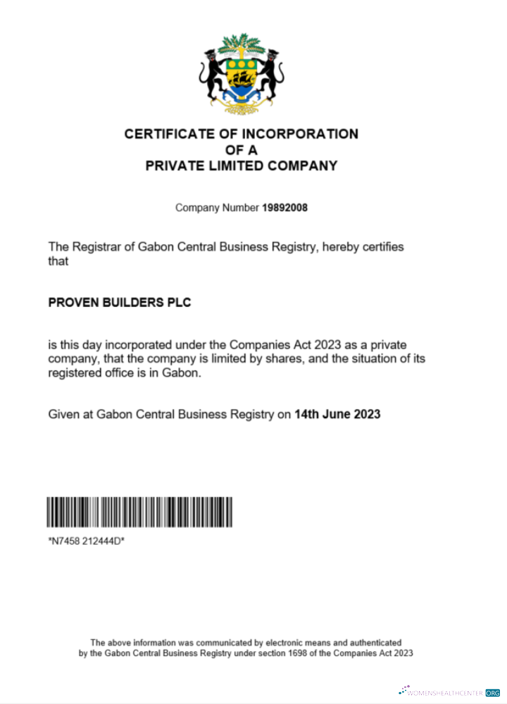 Realistische Herunterladen Gabun Certificate von Registration Word und PDF Vorlage Photoshop Vorlage