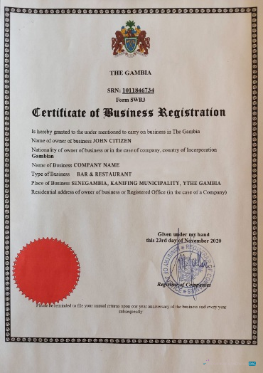 Premium Herunterladen Gambia Certificate von Geschäftlich Registration Photoshop Vorlage