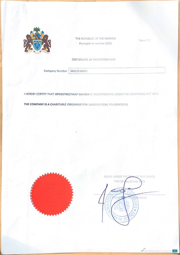 Professionelle Herunterladen Gambia Certificate von Incorporation Photoshop Vorlage