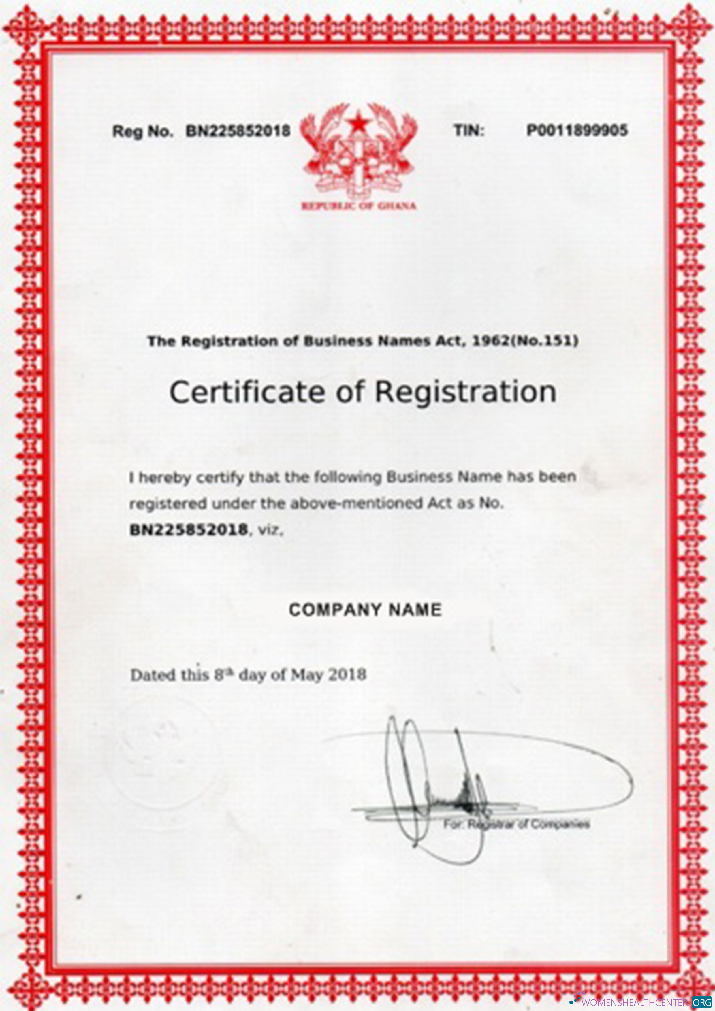 Premium Herunterladen Ghana Certificate von Registration Photoshop Vorlage
