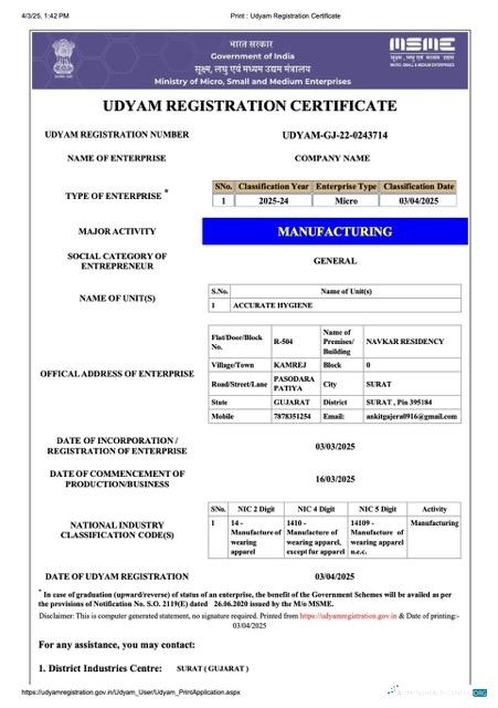 Premium Herunterladen Indien Udyam Registration Certificate Word und PDF Vorlage Photoshop Vorlage
