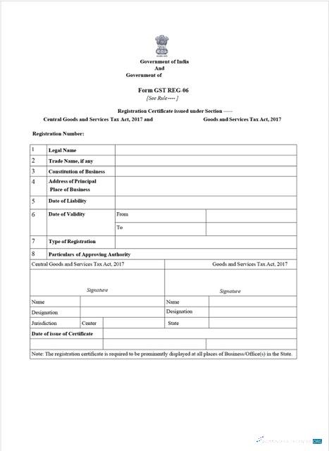 Editierbare Herunterladen Indien Certificate von GST Registration Word und PDF Vorlage Photoshop Vorlage