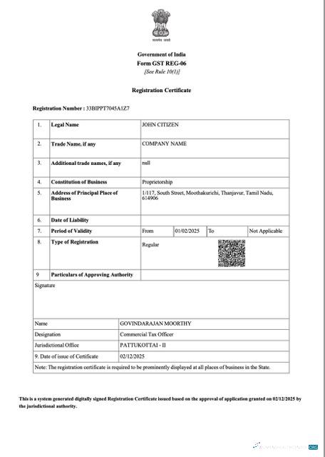 Editierbare Herunterladen Indien Registration Certificate Word und PDF Vorlage Photoshop Vorlage