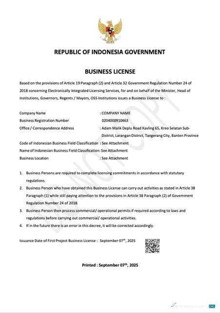 Hochwertige Herunterladen Indonesien Geschäftlich License Word und PDF Vorlage Photoshop Vorlage