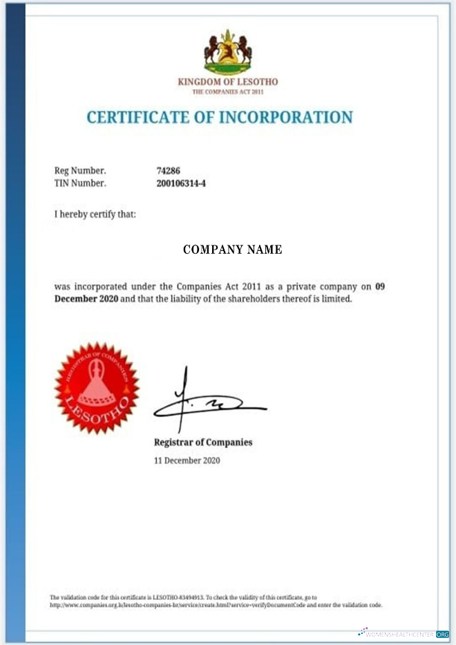 Premium Herunterladen Lesotho Certificate von Incorporation Photoshop Vorlage