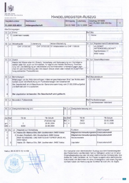 Professionelle Herunterladen Liechtenstein Certificate von Incorporation Photoshop Vorlage